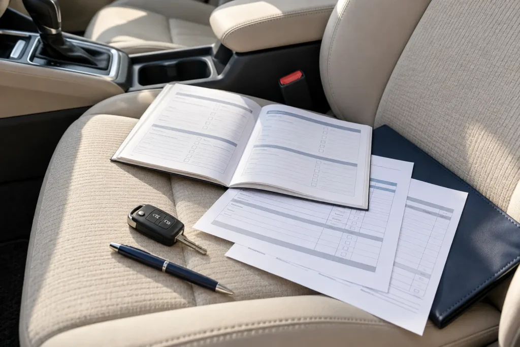 Libro de mantenimiento y facturas de un coche usado